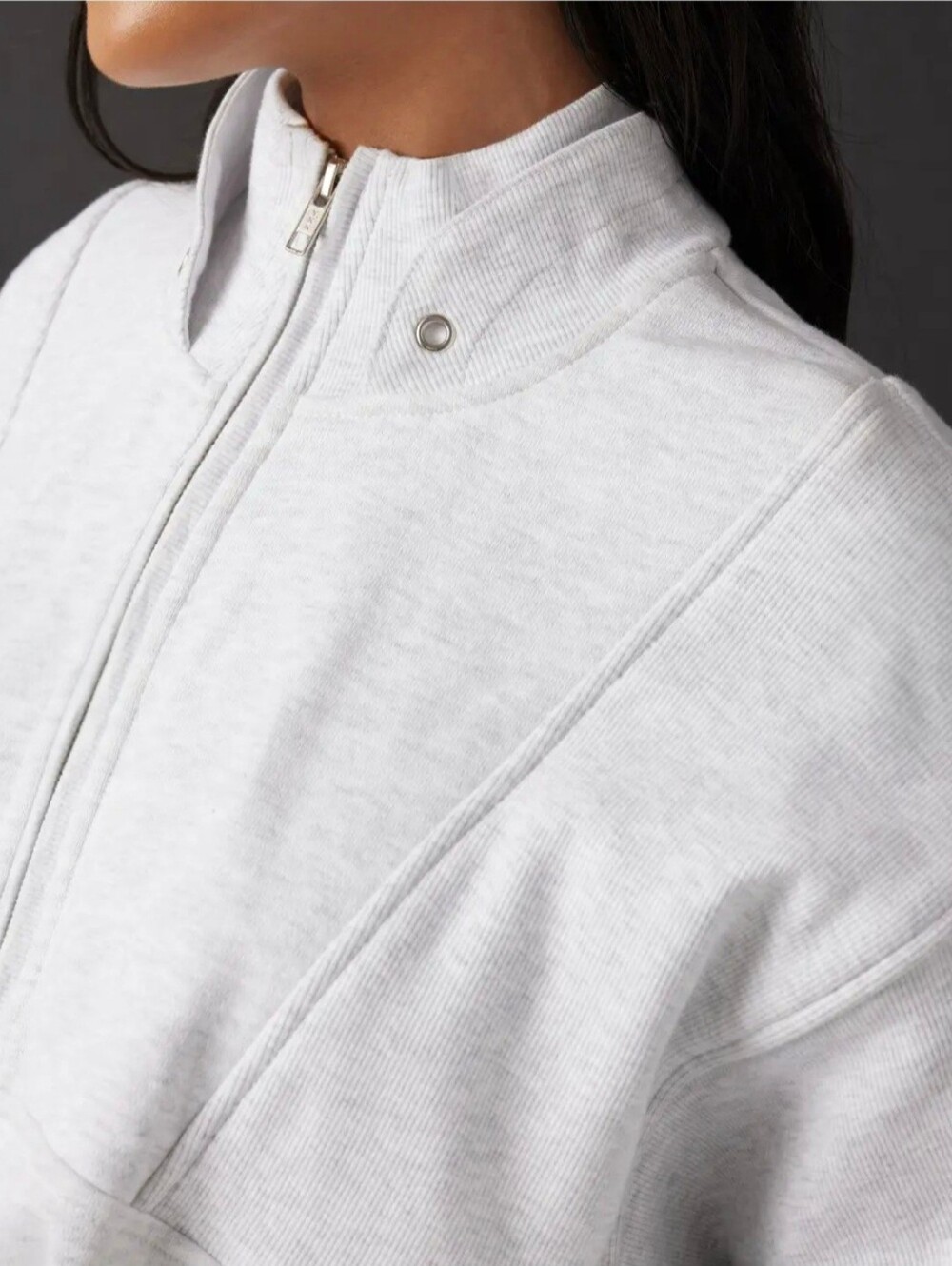 Joah Brown Retro Half Zip in Pearl Gray | Sweatshirt | O/S - Picture 8 of 14